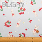 Polyester Twill Print Fabric - Classical Modern MISAKO AOKI - Rabbit Cherry - nomura tailor