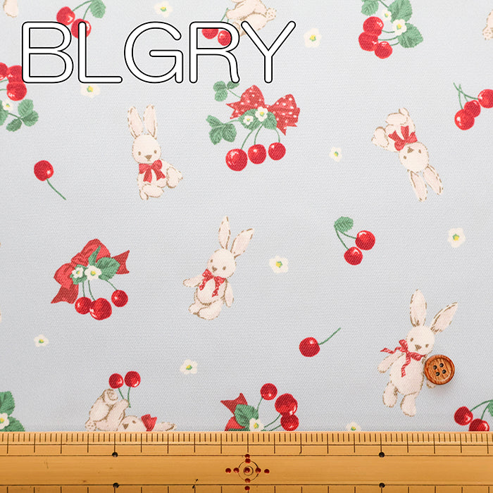 Polyester Twill Print Fabric - Classical Modern MISAKO AOKI - Rabbit Cherry - nomura tailor