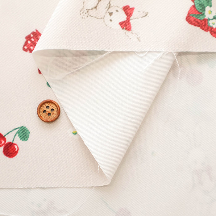 Polyester Twill Print Fabric - Classical Modern MISAKO AOKI - Rabbit Cherry - nomura tailor