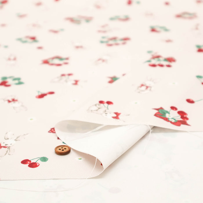 Polyester Twill Print Fabric - Classical Modern MISAKO AOKI - Rabbit Cherry - nomura tailor