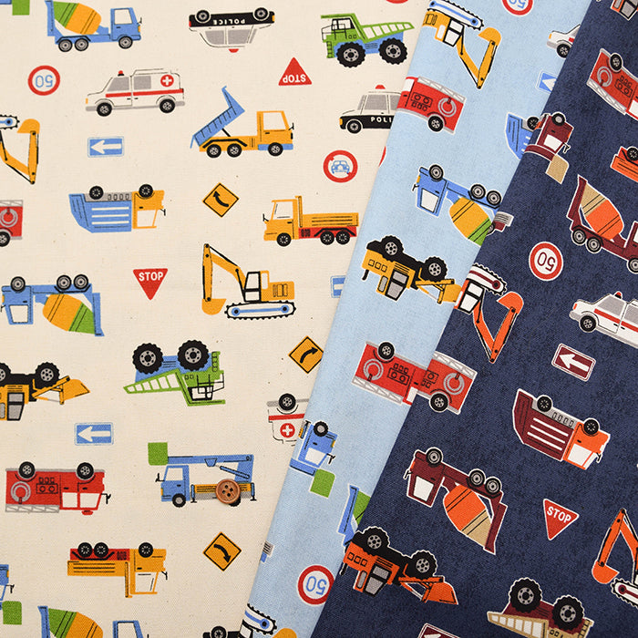 Cotton Oxford Fabric - Favorite Series - Working Vehicles - nomura tailor