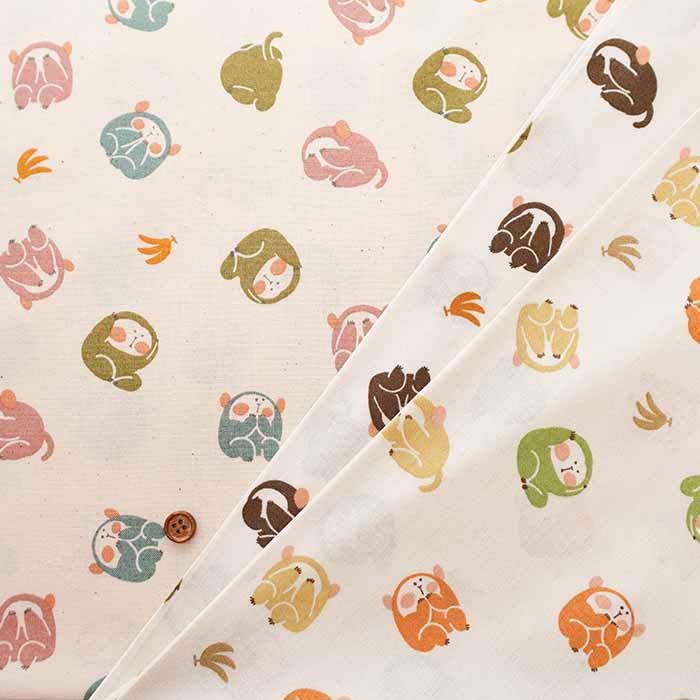 Cotton muslin Fabric - JAPAN - The three wise monkeys - nomura tailor