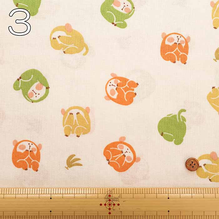 Cotton muslin Fabric - JAPAN - The three wise monkeys - nomura tailor