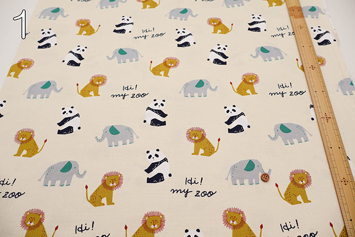 Cotton Oxford Fabric - Hi! My Zoo Animal Toy Face - nomura tailor