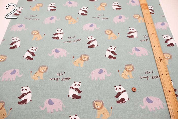 Cotton Oxford Fabric - Hi! My Zoo Animal Toy Face - nomura tailor