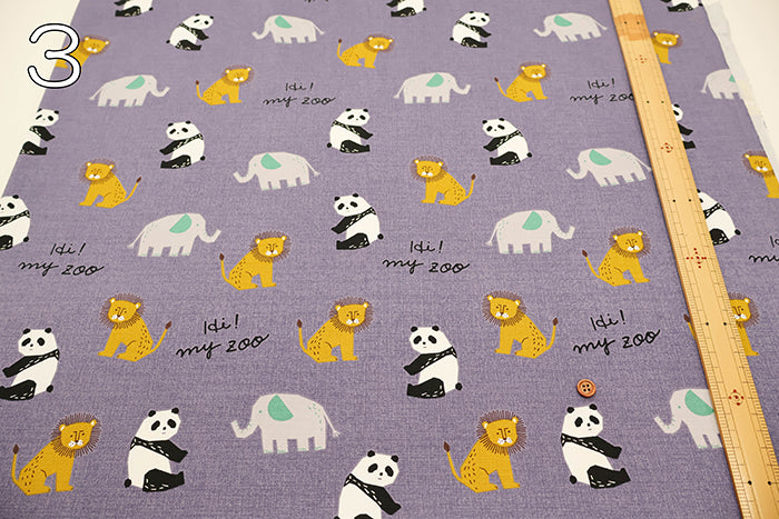 Cotton Oxford Fabric - Hi! My Zoo Animal Toy Face - nomura tailor