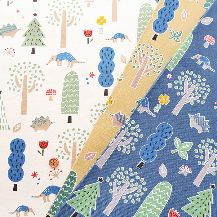 Cotton Oxford Fabric - Hi!  my zoo In the Forest - nomura tailor