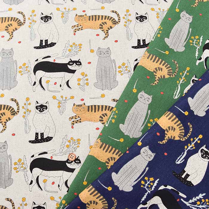 C/L Canvas Print Fabric - Emoemo (Kanako Kamiya) - Cat - nomura tailor