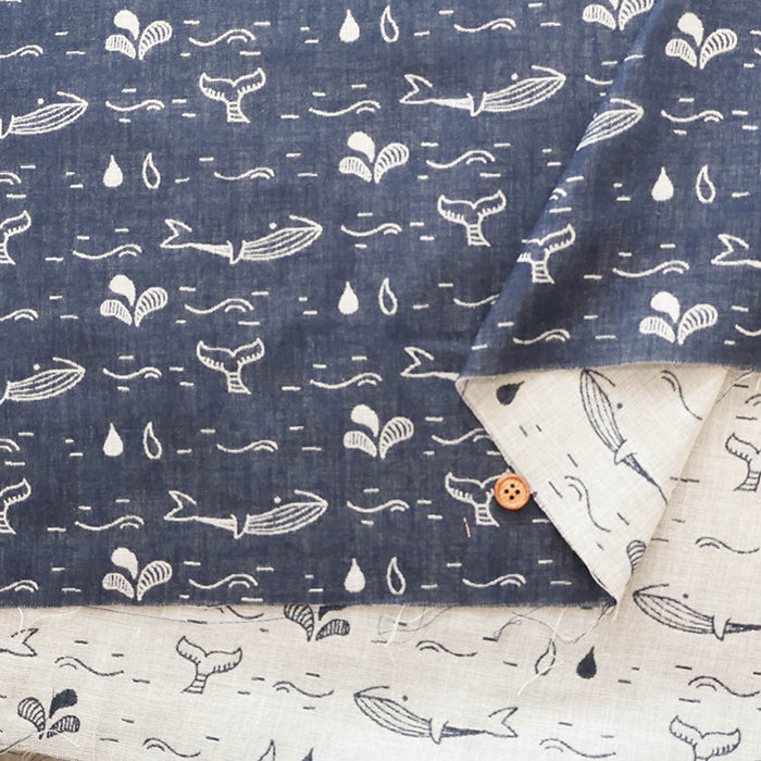 Washer-Finished Cotton Double Gauze Jacquard FabricJacquard Fabric - Whale - nomura tailor