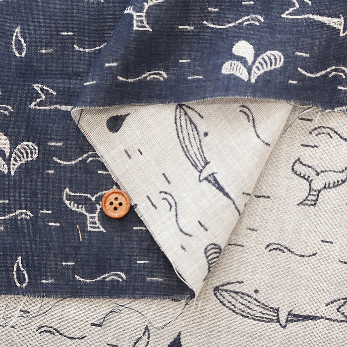 Washer-Finished Cotton Double Gauze Jacquard FabricJacquard Fabric - Whale - nomura tailor