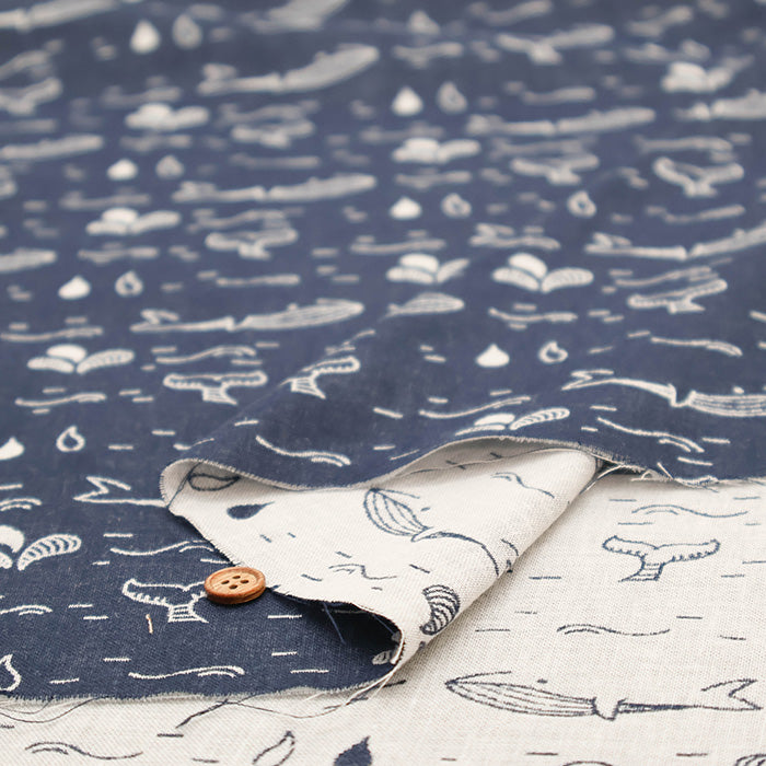 Washer-Finished Cotton Double Gauze Jacquard FabricJacquard Fabric - Whale - nomura tailor