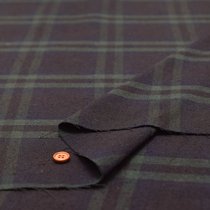 Cotton Silk Nep Washer Fabric - Check - nomura tailor