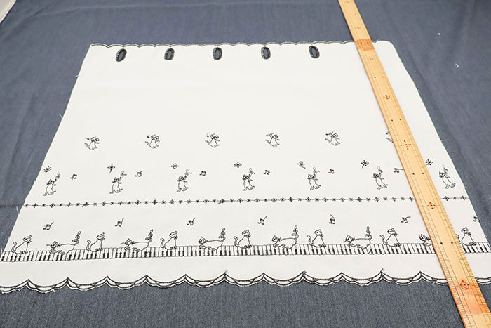 Polyester Café Curtain Fabric - Cat - Approx.45cm length - nomura tailor