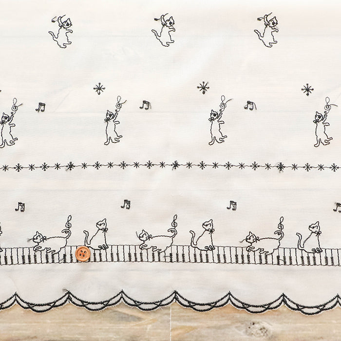 Polyester Café Curtain Fabric - Cat - Approx.65cm length - nomura tailor