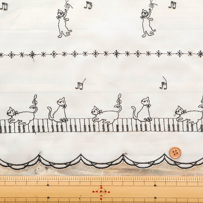Polyester Café Curtain Fabric - Cat - Approx.65cm length - nomura tailor