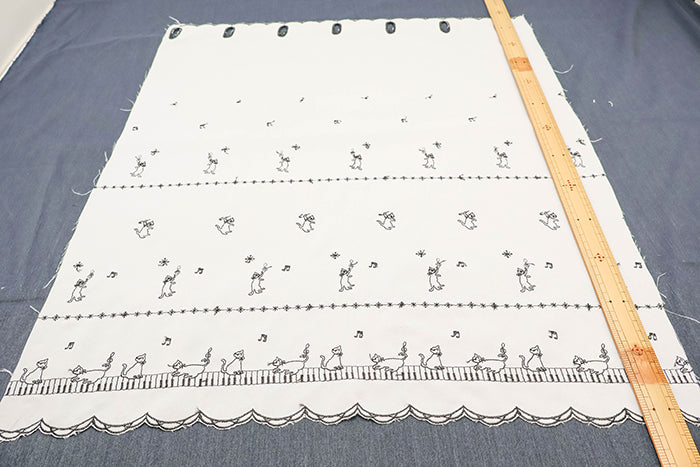 Polyester Café Curtain Fabric - Cat - Approx.65cm length - nomura tailor