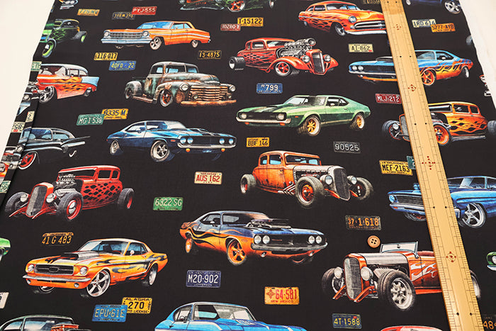 USA Cotton QT FABRICKS Hot Rods - Car - nomura tailor
