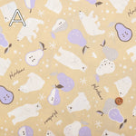T/C Board Fabric - White bear with La France pear - nomura tailor