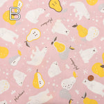 T/C Board Fabric - White bear with La France pear - nomura tailor