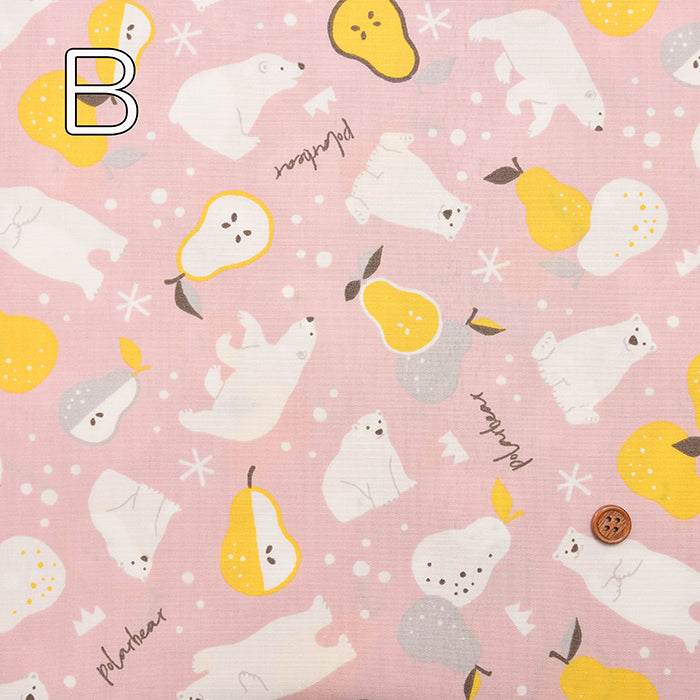 T/C Board Fabric - White bear with La France pear - nomura tailor