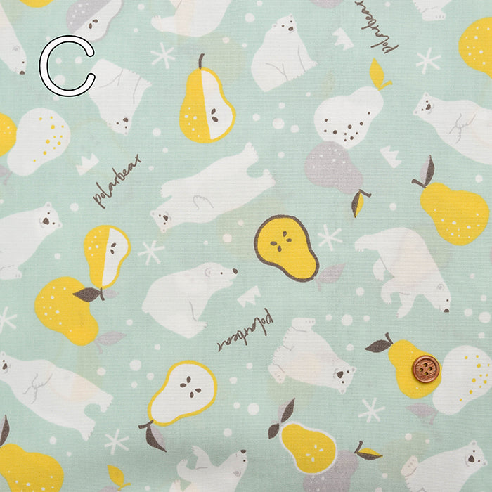 T/C Board Fabric - White bear with La France pear - nomura tailor
