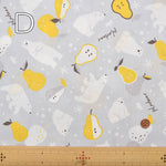 T/C Board Fabric - White bear with La France pear - nomura tailor