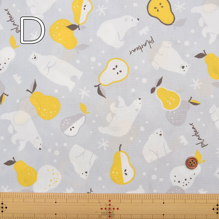 T/C Board Fabric - White bear with La France pear - nomura tailor