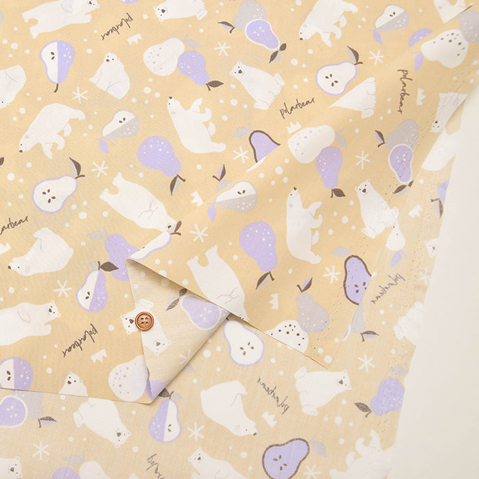 T/C Board Fabric - White bear with La France pear - nomura tailor