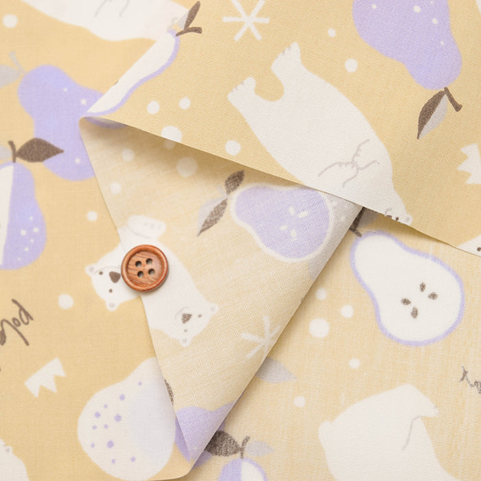 T/C Board Fabric - White bear with La France pear - nomura tailor