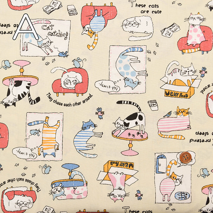 T/C Board Fabric - Relaxing Cat - nomura tailor