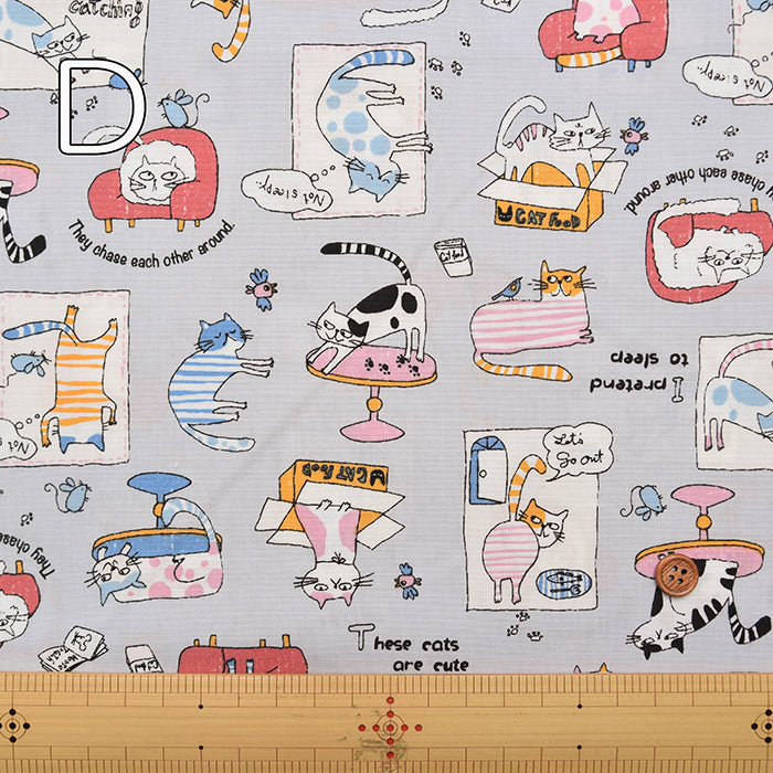 T/C Board Fabric - Relaxing Cat - nomura tailor