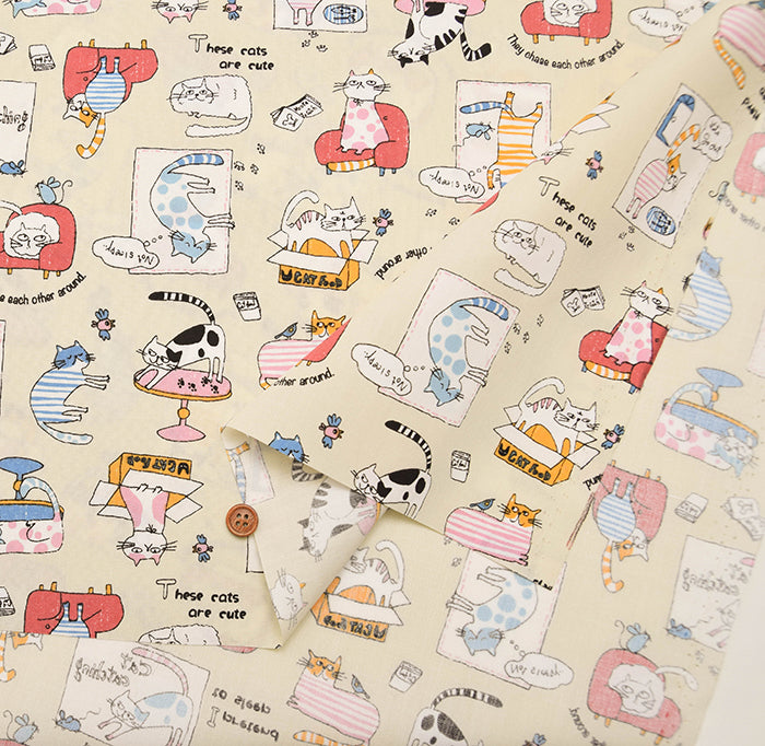 T/C Board Fabric - Relaxing Cat - nomura tailor
