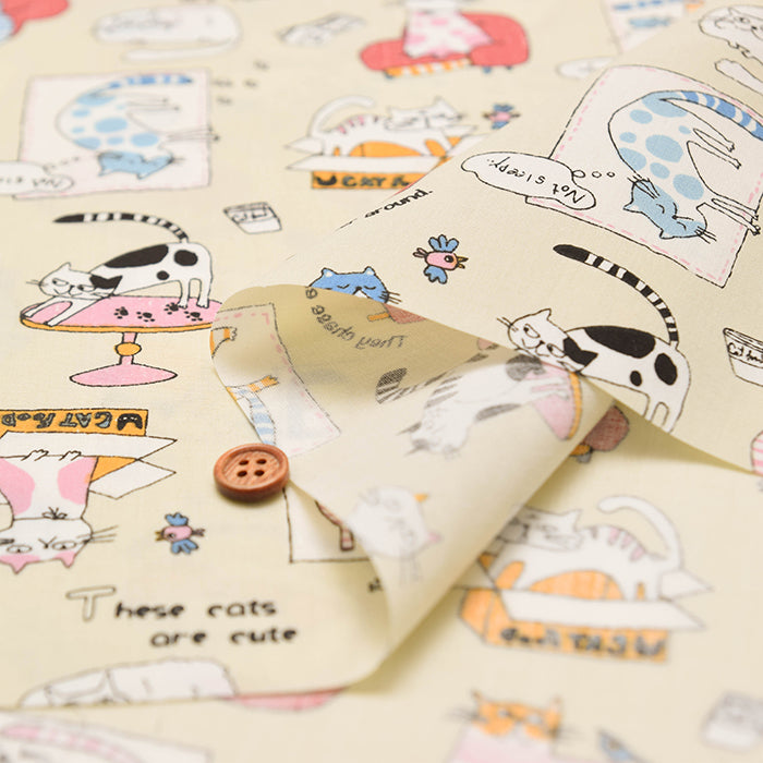 T/C Board Fabric - Relaxing Cat - nomura tailor