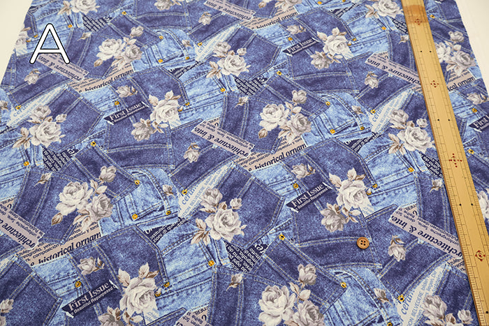 Cotton Oxford Fabric - Denim × Rose - nomura tailor