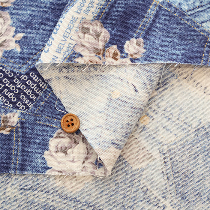 Cotton Oxford Fabric - Denim × Rose - nomura tailor