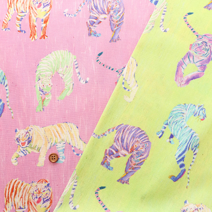 Cotton Muslin Inkjet-printed Fabric - nora. Tiger - nomura tailor