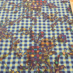 Cotton Muslin printed Fabric - nora. Gingham Flower - nomura tailor