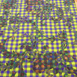 Cotton Muslin printed Fabric - nora. Gingham Flower - nomura tailor