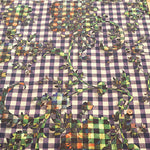 Cotton Muslin printed Fabric - nora. Gingham Flower - nomura tailor