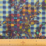 Cotton Muslin printed Fabric - nora. Gingham Flower - nomura tailor