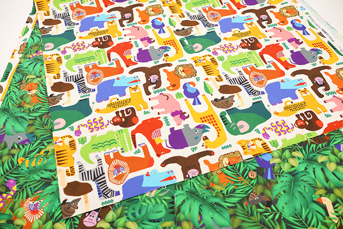 Cotton Muslin Inkjet-printed Fabric - RiCONIC Playful Animal Hide-and-seek - nomura tailor