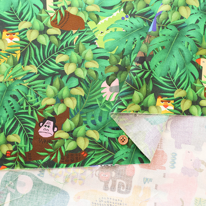 Cotton Muslin Inkjet-printed Fabric - RiCONIC Playful Animal Hide-and-seek - nomura tailor