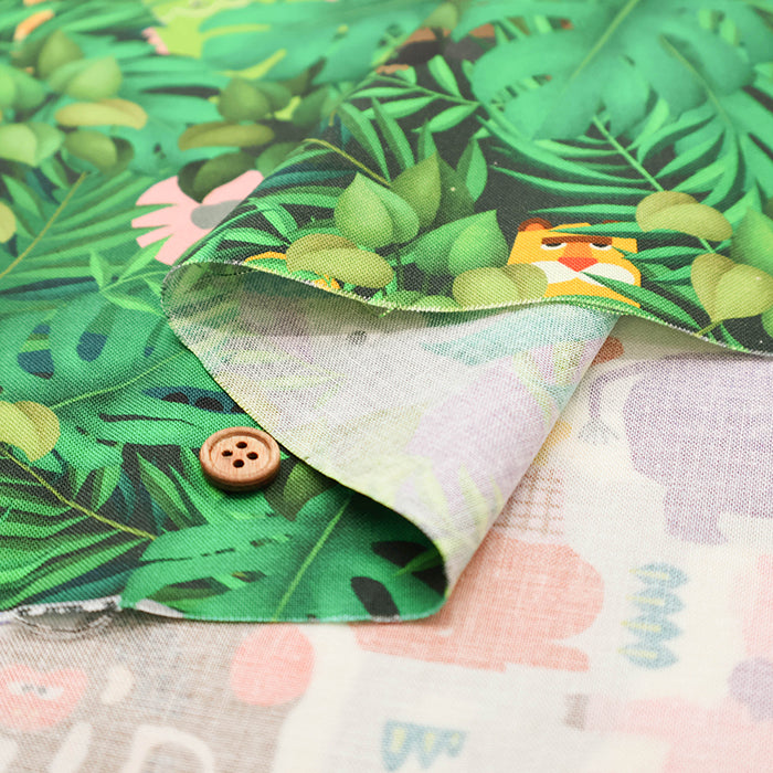 Cotton Muslin Inkjet-printed Fabric - RiCONIC Playful Animal Hide-and-seek - nomura tailor