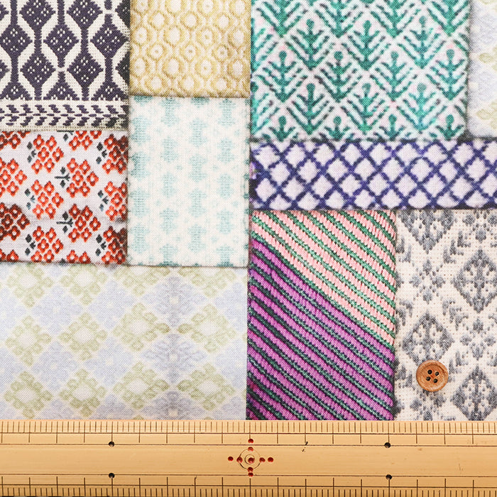 Cotton Muslin Digital Print Fabric RiCONIC - Kogin Patchwork - nomura tailor