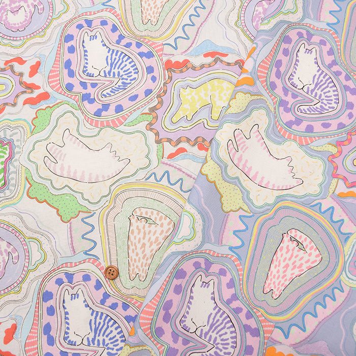 Cotton Muslin Inkjet-printed Fabric -nora - CAT - nomura tailor