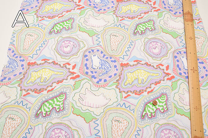 Cotton Muslin Inkjet-printed Fabric -nora - CAT - nomura tailor