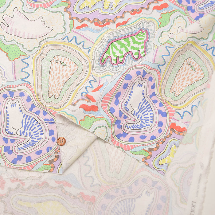 Cotton Muslin Inkjet-printed Fabric -nora - CAT - nomura tailor