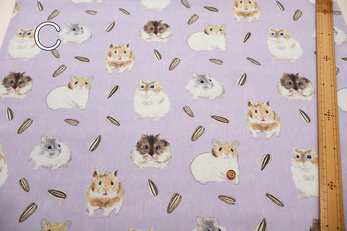 Cotton Muslin printed Fabric nora - Hamster - nomura tailor