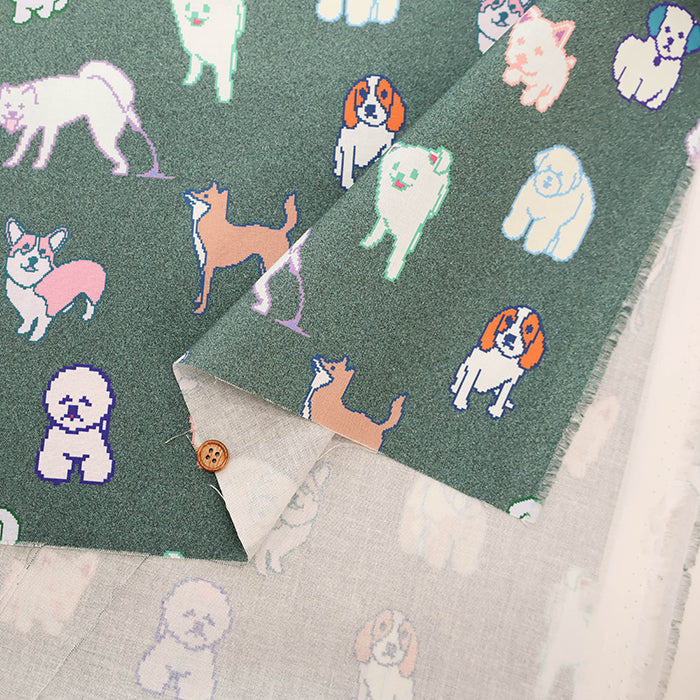 Cotton Muslin Printed Fabric nora - Pixel Dog - nomura tailor