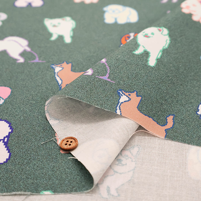 Cotton Muslin Printed Fabric nora - Pixel Dog - nomura tailor